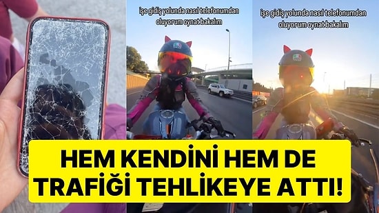 Hem Kendini Hem de Trafiği Tehlikeye Attı: Telefonunu Düşüren Motosiklet Sürücüsü Yol Ortasında Durdu