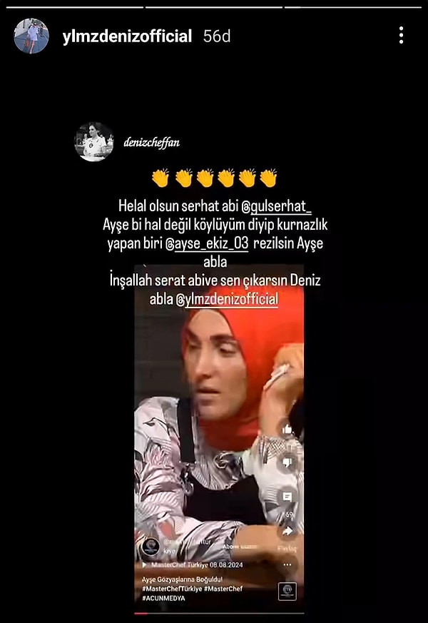 Bu yaşananların ardından sosyal medya hesabından aşağıdaki paylaşımı yapan Deniz'e Ayşe'den yanıt gecikmedi.