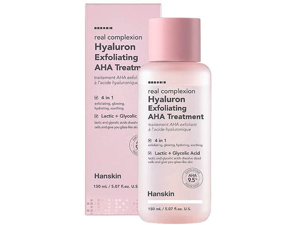 Hanskin Hyaluron Exfoliating AHA Treatment Peeling Etkili Cilt/Yüz Temizleyici/Nemlendirici Tonik 150 ml