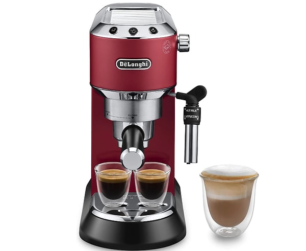 DeLonghi Dedica Manuel Espresso Makinesi EC 685.R, Termoblok teknolojisi ile ideal bir espresso için su sıcaklığını ayarlama özelliğiyle öne çıkıyor.