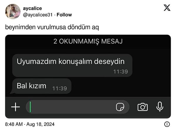 Fakat geçtiğimiz günlerde bir kullanıcı, kendisine 'Bal kızım' diye hitap eden flörtünü paylaşarak hepimizin gözlerini kanattı.