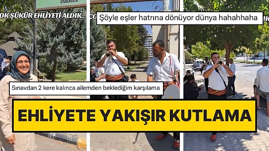 İşte Aradığımız Destek: Ehliyet Sınavını Geçen Eşini Davul Zurnayla Karşılayan Koca Yürekli Adam