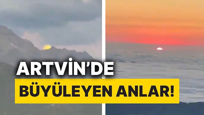 Artvin’de Büyüleyici Anlara Tanık Oldular! Bir Yanda Güneşin Batışı Bir Yanda Ayın Doğuşu