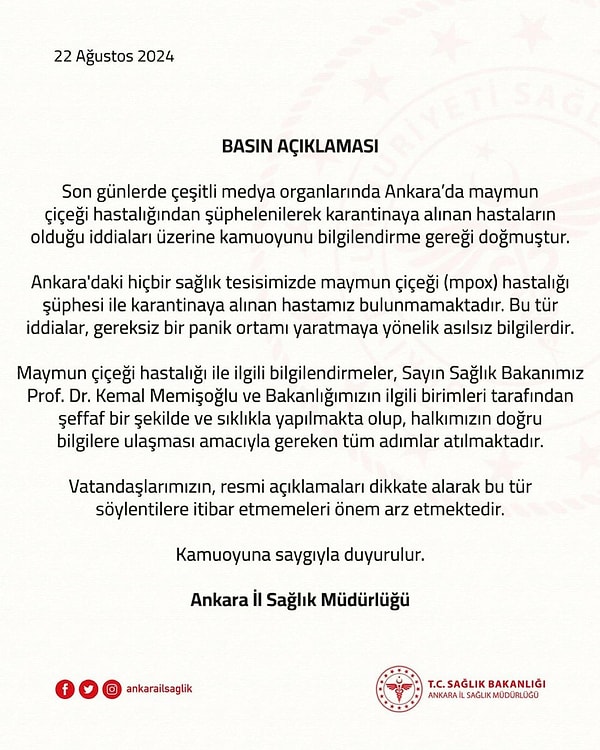 Sağlık Bakanlığı'nın açıklaması 👇