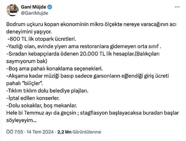 Ünlü isimler bile Bodrum fiyatları karşısında isyan etti.