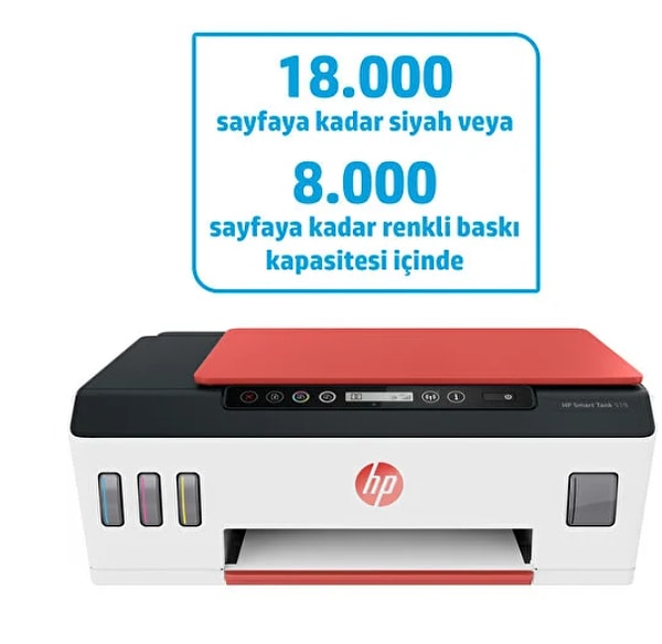 1. HP Smart Tank 519 3YW73A Wi-Fi + Fotokopi + Tarayıcı Renkli Çok Fonksiyonlu Tanklı Yazıcı