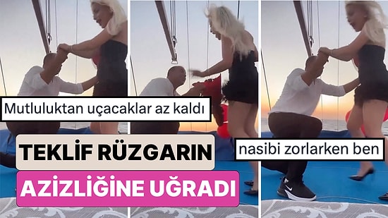Teknede Romantik Bir Evlenme Teklif Etmek İsterken Rüzgarın Azizliğine Uğrayan Çiftin Güldüren Anları