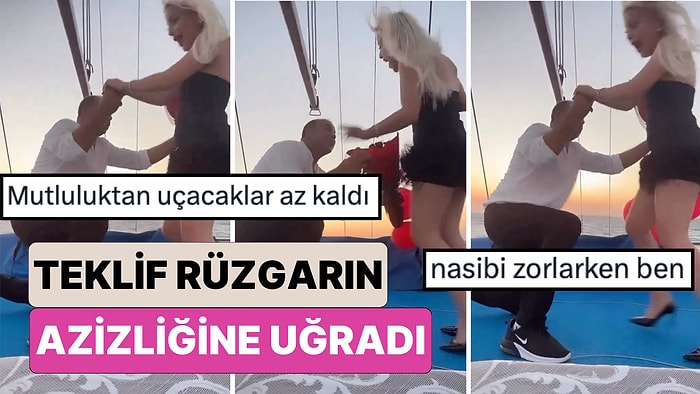 Teknede Romantik Bir Evlenme Teklif Etmek İsterken Rüzgarın Azizliğine Uğrayan Çiftin Güldüren Anları