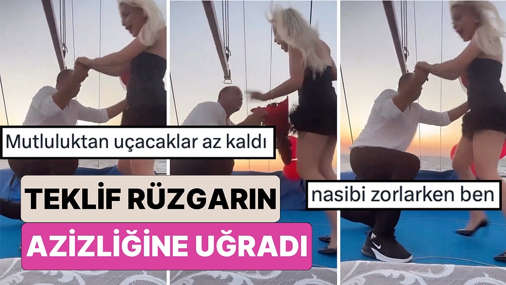 Teknede Romantik Bir Evlenme Teklif Etmek İsterken Rüzgarın Azizliğine Uğrayan Çiftin Güldüren Anları