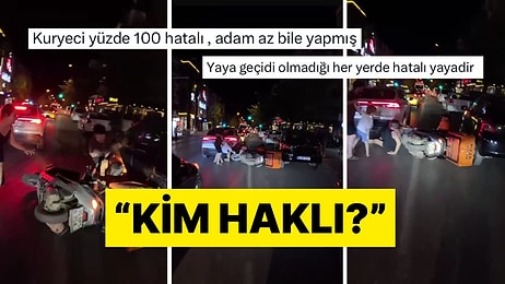 Çocuğunu Son Anda Kurtardı: Eşine Moto Kurye Çarpan Adam Sinirden Deliye Döndü