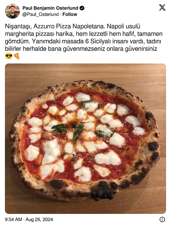 1. İstanbul'da bir pizza önerisiyle başlayalım!