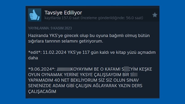 Yalnız bunları söyleyip üstüne bi' 100 saat daha oynamış kral.