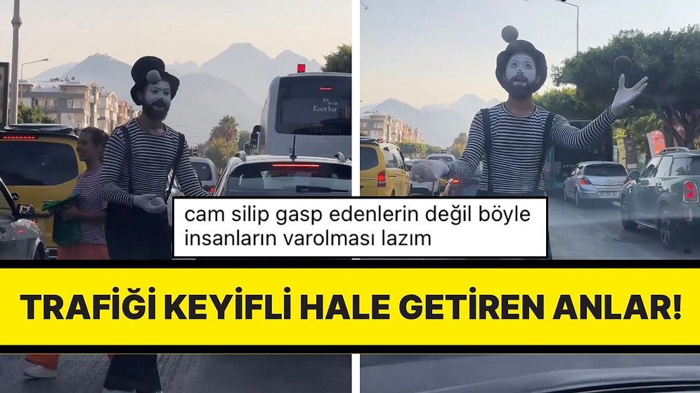 Trafikte Daha Önce Denk Gelinmeyen Anlar: Pandomim Sanatçısı Işıkta Bekleyenleri Gülümsetti