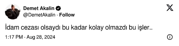 Narin Güran olayıyla ilgili fikrini, "idam cezası olsaydı..." sözleriyle dile getirdi.