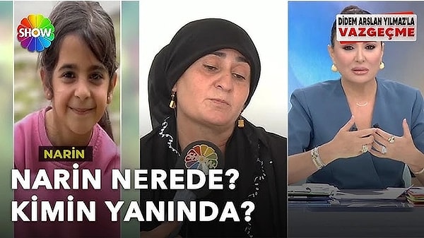 9. 9 gündür kayıp olan 8 yaşındaki Narin tüm Türkiye'nin gündemine otururken, emniyet güçlerinin yanı sıra Didem Arslan, Vazgeçme programında bu olayı işliyor. Geçtiğimiz günlerde annenin Narin'in abisi hakkında yaptığı açıklamaların aniden kesilmesi şaşkınlık yaratırken, Didem Arslan o ifadelerin sansürsüz halini yayınladı.