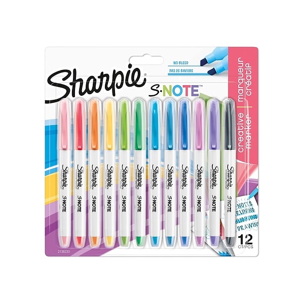 8. SHARPIE S-Note Fosforlu İşaretleme Kalemi, 12'li Blister, Karışık