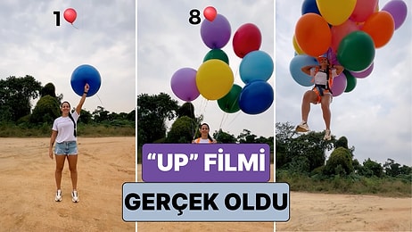 "Up" Filmi Gerçek Oldu: Bir Kadın Kaç Tane Balon ile Havalanabileceğini Deneyerek Gördü