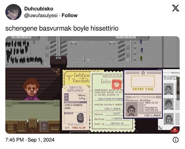 Bir oyuncu da Schengen sürecini oyun dünyasının en çetin sınır kapısına sahip Papers, Please'e benzeterek yaramıza tuz bastı desek yeridir.