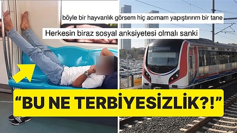 Metroda Kimseyi Umursamadan Boydan Boya Uzanarak Uyuyan Vatandaş Tepkilere Sebep Oldu