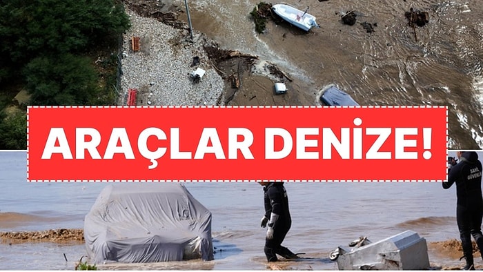 İzmir'de Sel Felaketi: Otomobiller Denize Sürüklendi!