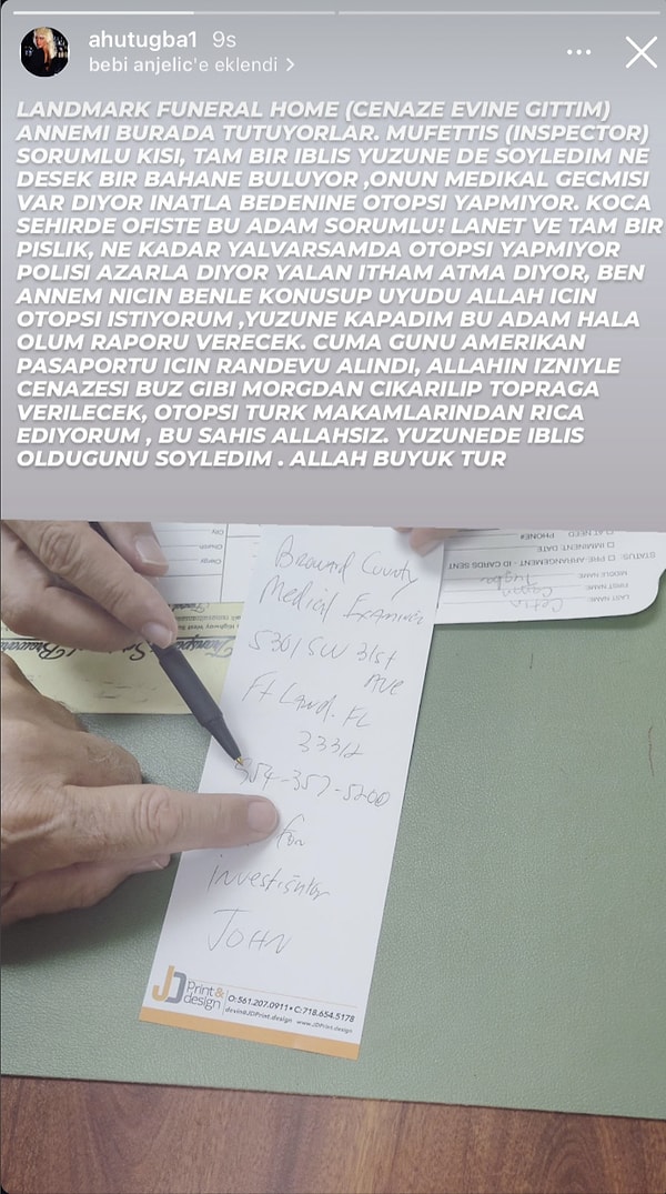 "Ne desek bir bahane buluyor, onun medikal geçmişi var diyor. İnatla bedenine otopsi yapmıyor" diyen Anjelik'se annesine henüz ölüm raporu verilmediğini açıkladı.