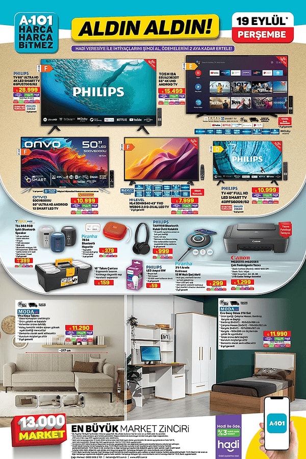 Philips 65" Ultra HD 4K Led Smart Tv 28.999 TL