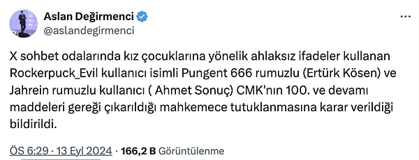 İşte konuya ilişkin Demirmenci'nin attığı o tweet: