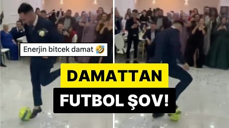 Damattan Futbol Şovu: Düğünde Sahneyi Boşaltan Damat Dans Yerine Topla Hareketler Yaptı