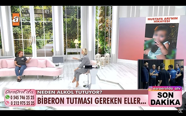 Fotoğrafları ekrana veren Erol, küçük bebeğin elindeki alkol şişeleri ve yanındaki izmaritleri görünce şok yaşadı. Ancak anne ve baba "İçmedi ki" diye savundu. Bunun normal olduğunu söylediler.