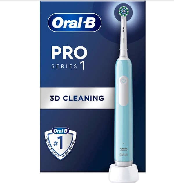 6. Oral-B Pro Series 1 Mavi Elektrikli Diş Fırçası, 1 Diş Fırçası Başlığı, Braun Tasarımı