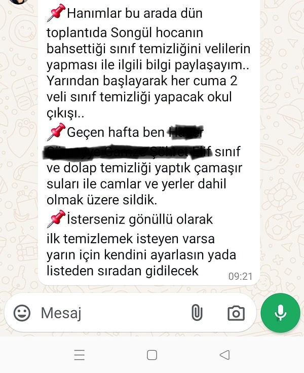 Velilere çizelge oluşturuluyor.