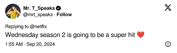 6. "Wednesday 2. sezon süper bir hit olacak"