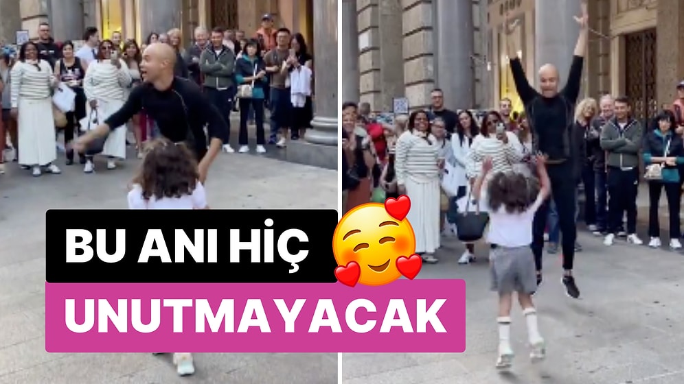 Milano'da Sokak Sanatçısına Eşlik Eden 4 Yaşındaki Kız Dansıyla Göz Doldurdu