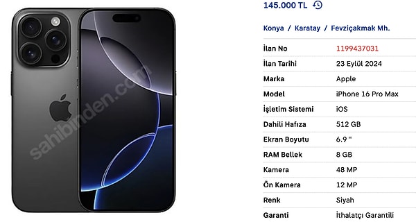 Bir satıcı 512 GB'lık versiyona 145 bin lira isterken...