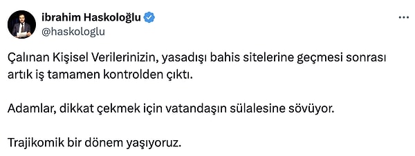 Gazeteci İbrahim Haskoloğlu bu sorunu dile getirenlerin başında geliyor.