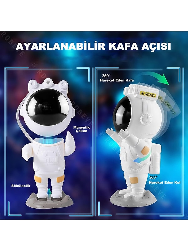 2. Robeve Astronot Projektör Gece Lambası