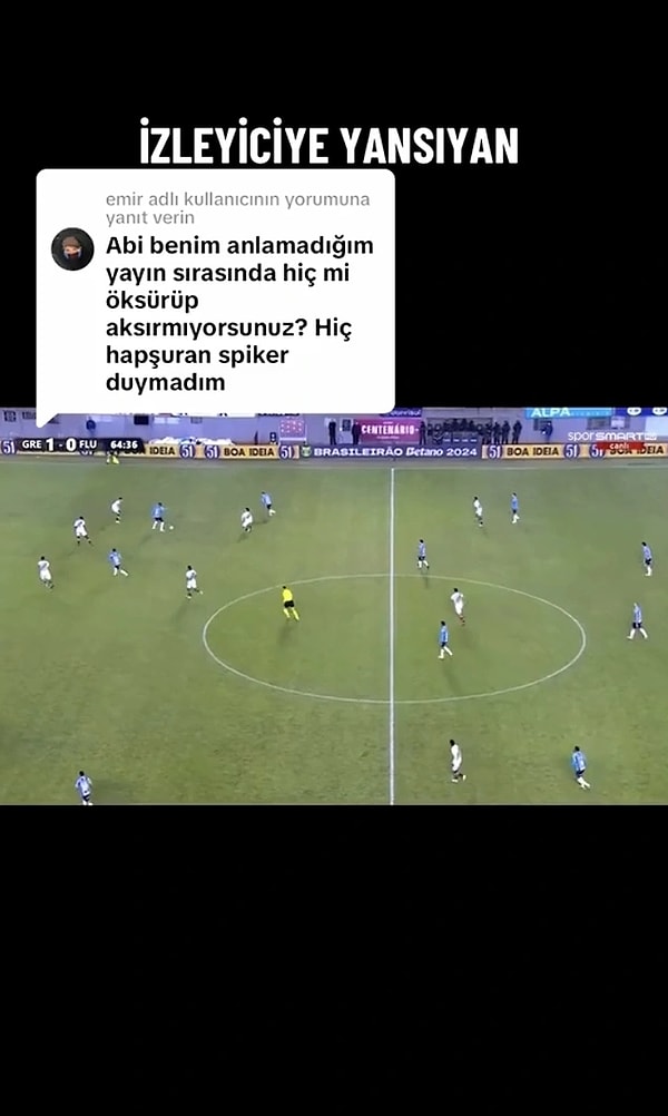 7. TikTok'ta içerik paylaşan spor spikeri, canlı yayın esnasında öksürmek için ne yaptığını gösteren bir video paylaştı.