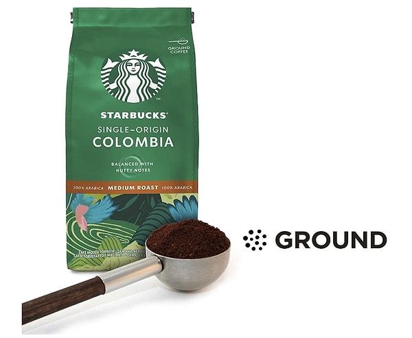 Evinizde STARBUCKS Single-Origin Colombia öğütülmüş kahvenizi keyifle demleyebilirsiniz.