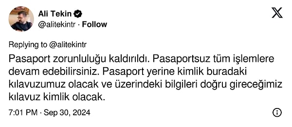 Green Card'da "Pasaport zorunluluğu kaldırıldı."