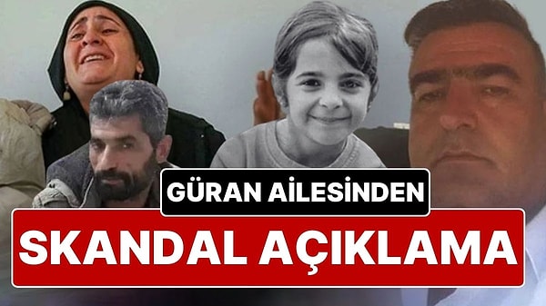 Diyarbakır'da kaybolduktan 19 gün sonra cesedi derede bulunan Narin'in katili hala bulunamadı. Ailesinden babası dışında birçok kişinin tutuklandığı olayda yeni bir gelişme yaşandı.   Yeni bir açıklama yayınlayan Güran ailesi, her gün çıkan farklı haberler nedeniyle saygınlık ve itibarlarının zedelendiğini, bundan dolayı da bu durumun kendilerinde telafisi mümkün olmayan mağduriyet oluşturduğunu belirtti.