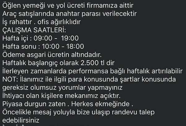 Kendi işi gibi sahiplenilecek iş için haftalık maaş 2500 TL.