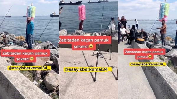 İstanbul'da sattığı pamuk şekerlerle geçimini sağlayan seyyar satıcı, zabıtaların ürünlerini almak istemesine tepki gösterdi.