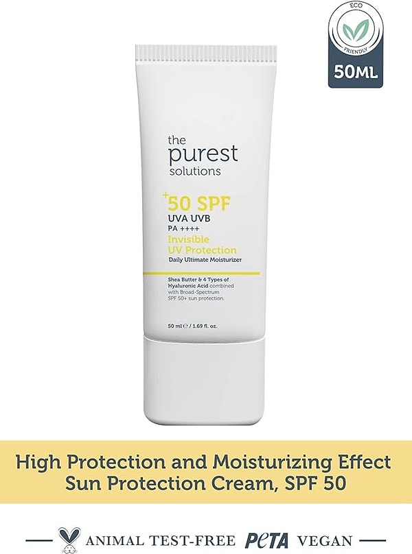 The Purest Solutions SPF 50 Yüksek Koruma ve Nemlendirici Etkili Güneş Kremi