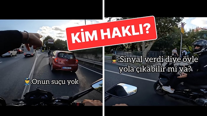 Sinyal Veren Sürücüye Korna Çalan Motorcu, Başka Bir Motorcunun Tepkisiyle Karşılaştı