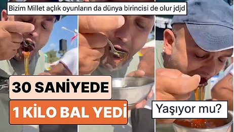 Antalya'da Düzenlenen Bal Yeme Yarışmasında Bir Vatandaş 30 Saniyede 1 Kilo Bal Yedi