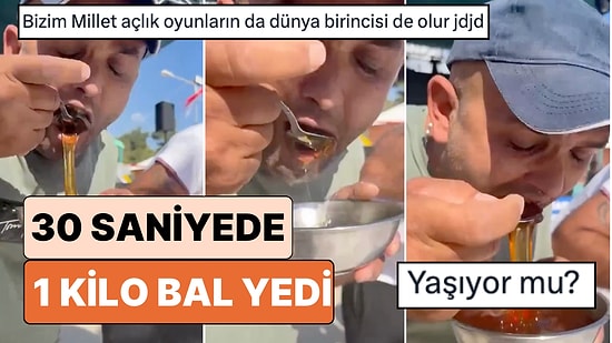 Antalya'da Düzenlenen Bal Yeme Yarışmasında Bir Vatandaş 30 Saniyede 1 Kilo Bal Yedi