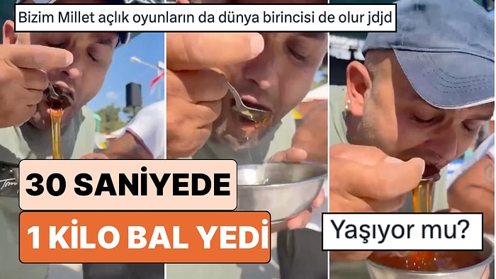 Antalya'da Düzenlenen Bal Yeme Yarışmasında Bir Vatandaş 30 Saniyede 1 Kilo Bal Yedi