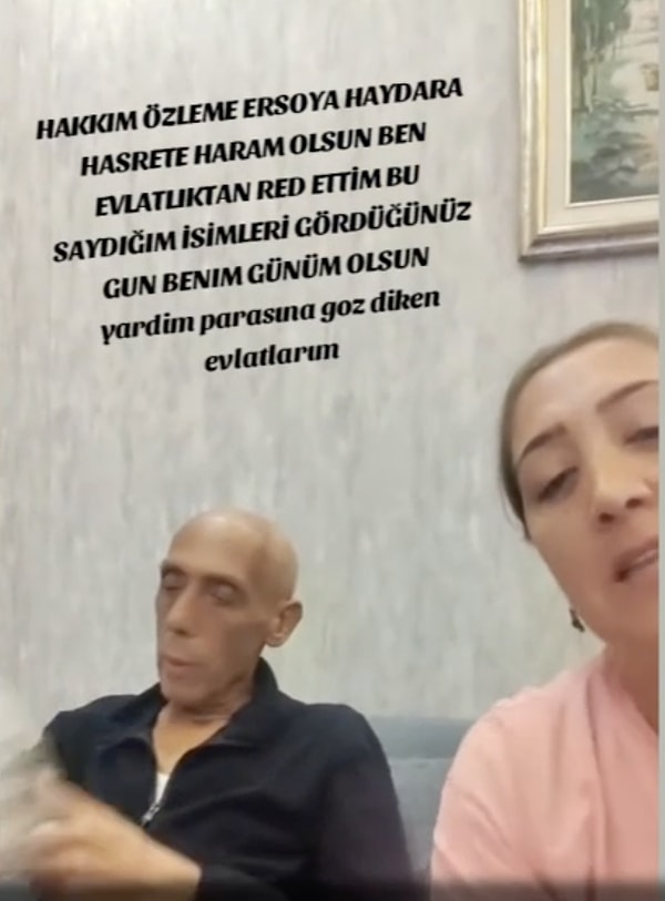 Sanatçının çocuklarıyla ilgili sözleri şöyle: "27 senedir benim param ile geçiniyorlar, hiç kendileri para kazanmış mı? Baba parasıyla damat besliyoruz! Oğlum, Özlem, Hasret hepsi aynı... Bunlar çete olmuş. Hiç helal para yemişler mi? Bana toplanan ilaç paralarını, beni tehdit edip almak istiyorlar. Bunları herkes bilsin!"