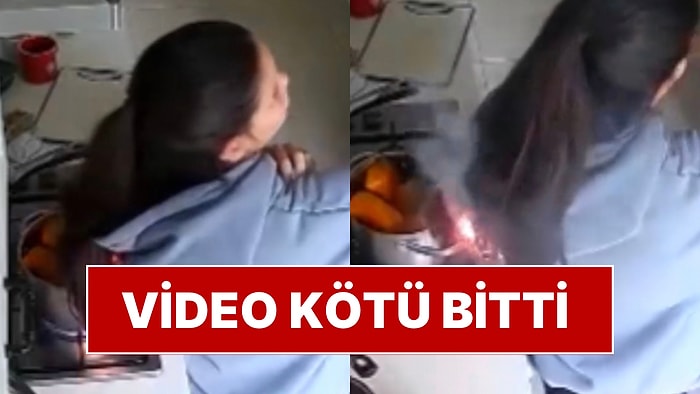 Yemek Videosu Çekmek İsteyen Influencer Saçlarının Yandığı Kabus Anını Kayda Aldı