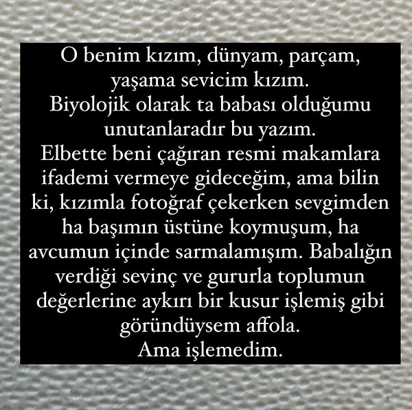 Sosyal medyada tepkilerin odağı olan Gökhan Çıra, paylaşımı hakkında açıklamalarda bulunsa da hakkında soruşturma açılmış sonuç olarak bebeğin biyolojik babası olduğunu iddia eden Gökhan Çıra'da kalmasına karar verilmişti.